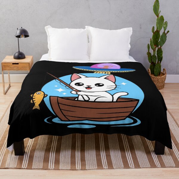 Item preview, Kawaii Fishing Cat Alien UFO Abduction Illustration designed and sold by StaticMood.