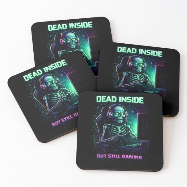 Item preview, Dead Inside But Still Gaming – Skeleton Gamer Neon Design designed and sold by SoulenCify.