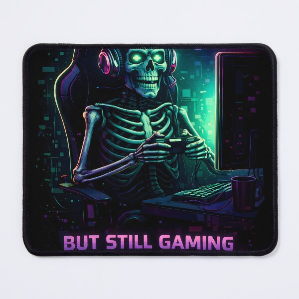 Item preview, Dead Inside But Still Gaming – Skeleton Gamer Neon Design designed and sold by SoulenCify.