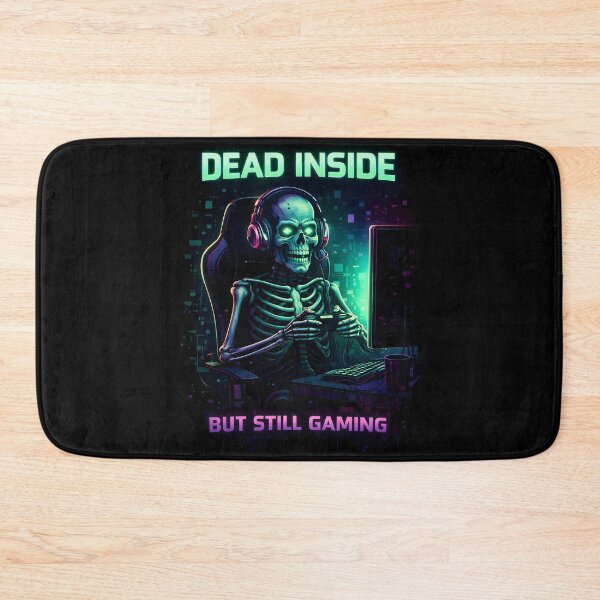 Item preview, Dead Inside But Still Gaming – Skeleton Gamer Neon Design designed and sold by SoulenCify.