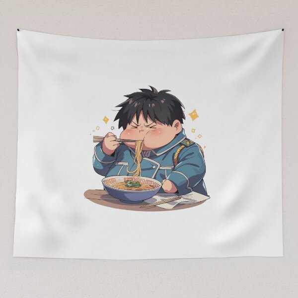 Item preview, Roy Mustang Fullmetal Alchemist Ramen Kawaii Anime Chibi Blue Uniform Bowl designed and sold by Raslbazola.