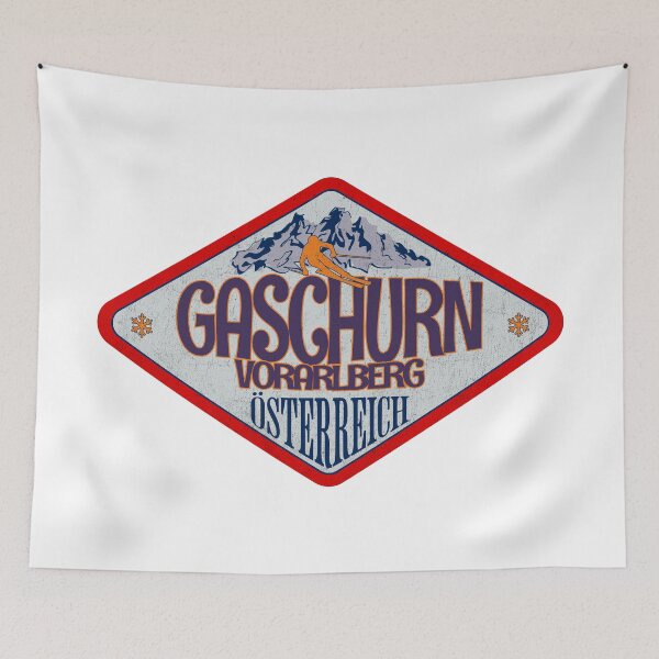 Item preview, Gaschurn, Vorarlberg, Osterreich, Austria, Vintage skiing badge design designed and sold by Wanderful-roads.