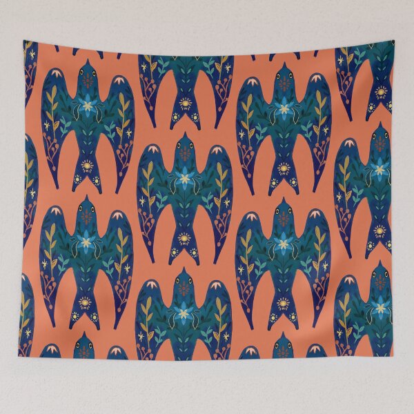 Item preview, Swallow, colorful pattern, bird symbolism, nature, floral patterns designed and sold by Dormitria.