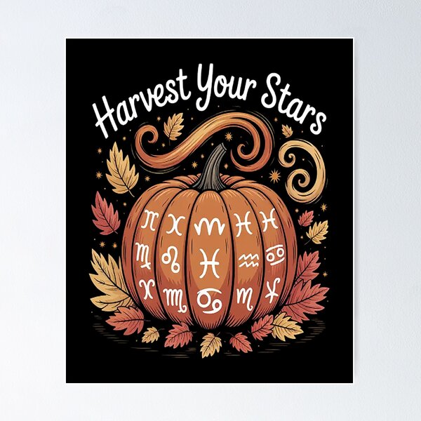Item preview, Autumn Magic Harvest Your Stars Zodiac Pumpkin Delight designed and sold by mandiana.