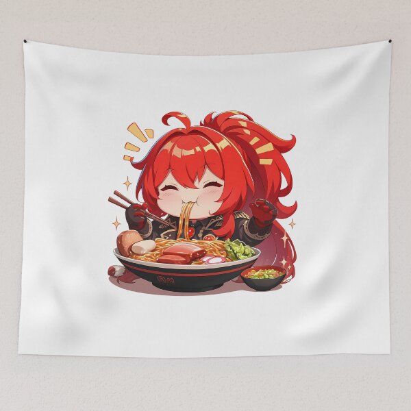 Item preview, Game Diluc Genshin Impact Ramen Kawaii Chibi Red Hair Game Bowl Warm designed and sold by Raslbazola.