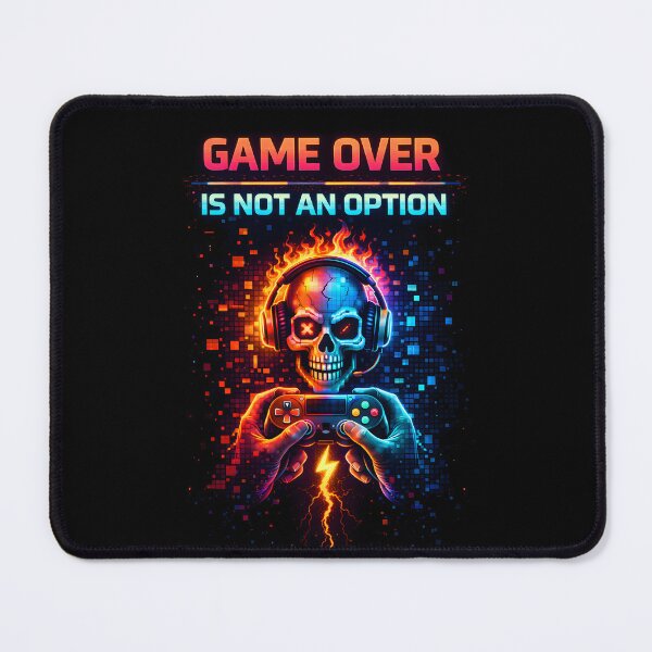 Item preview, Game Over Is Not an Option – Neon Gamer Skull Pixel Art designed and sold by SoulenCify.