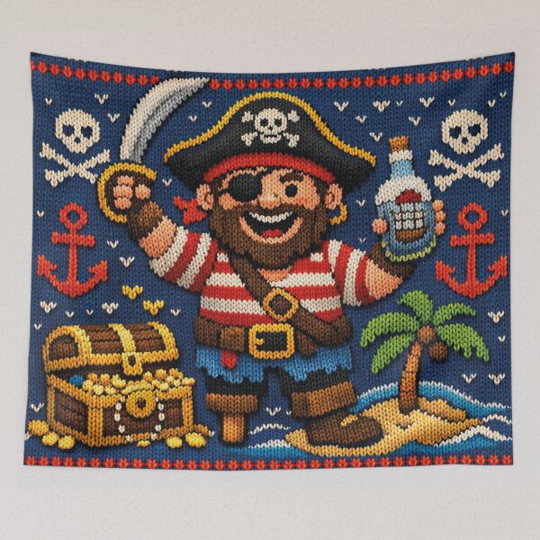 Item preview, Cool knitting pattern, pirate with gold treasure designed and sold by Mauswohn.