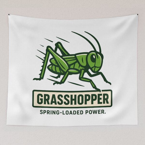 Item preview, Grasshopper Illustration – Spring-Loaded Power Insect Art designed and sold by WildlifeInc.