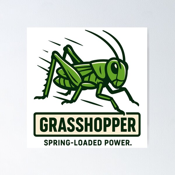 Item preview, Grasshopper Illustration – Spring-Loaded Power Insect Art designed and sold by WildlifeInc.