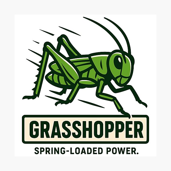 Item preview, Grasshopper Illustration – Spring-Loaded Power Insect Art designed and sold by WildlifeInc.
