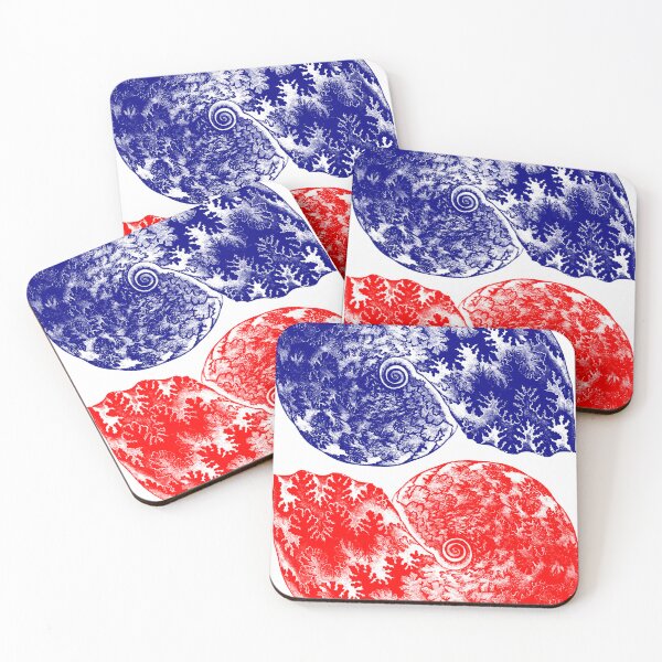 Item preview, Red and Blue Seashells designed and sold by emmadezine.