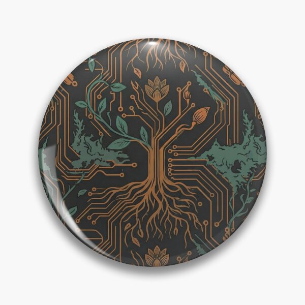 Item preview, Solarpunk Circuitry & Botanical Roots Seamless Pattern designed and sold by Jackofallart.