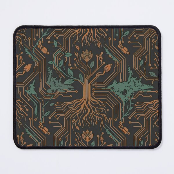 Item preview, Solarpunk Circuitry & Botanical Roots Seamless Pattern designed and sold by Jackofallart.