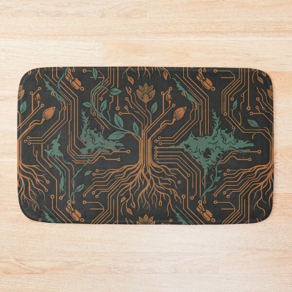 Item preview, Solarpunk Circuitry & Botanical Roots Seamless Pattern designed and sold by Jackofallart.