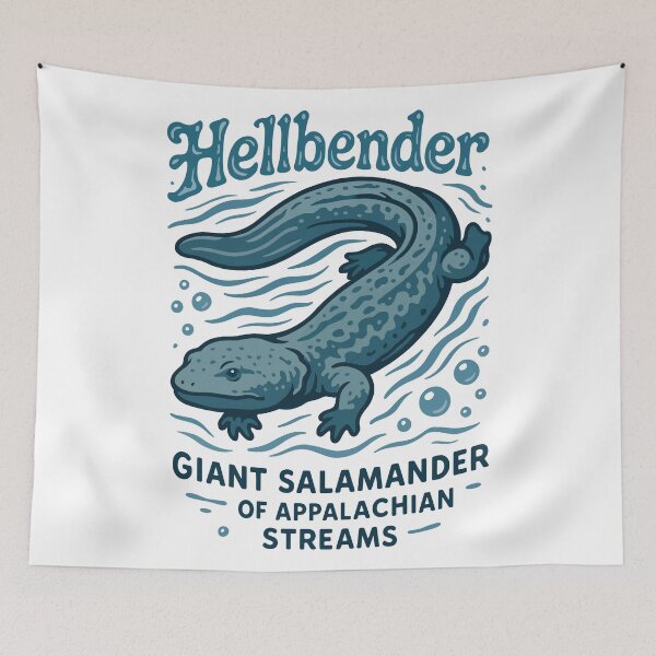 Item preview, Hellbender Illustration – Giant Salamander of Appalachian Streams designed and sold by WildlifeInc.