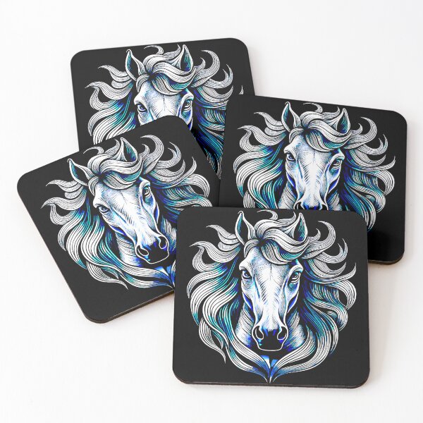 Item preview, Wild Mustang Horse Head Illustration – Bold Line Art designed and sold by VikArtStudio.