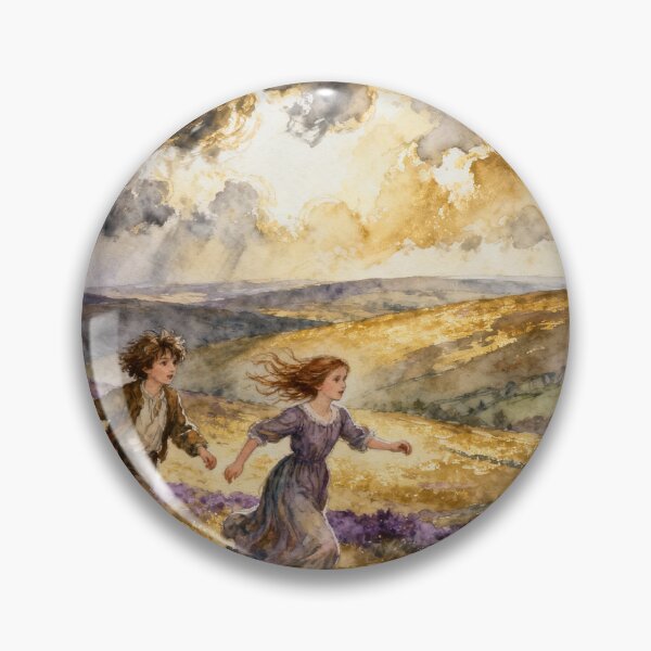 Item preview, Playing on the Moors in Childhood Illustration from Wuthering Heights character portrait art designed and sold by Vintage Designs +.
