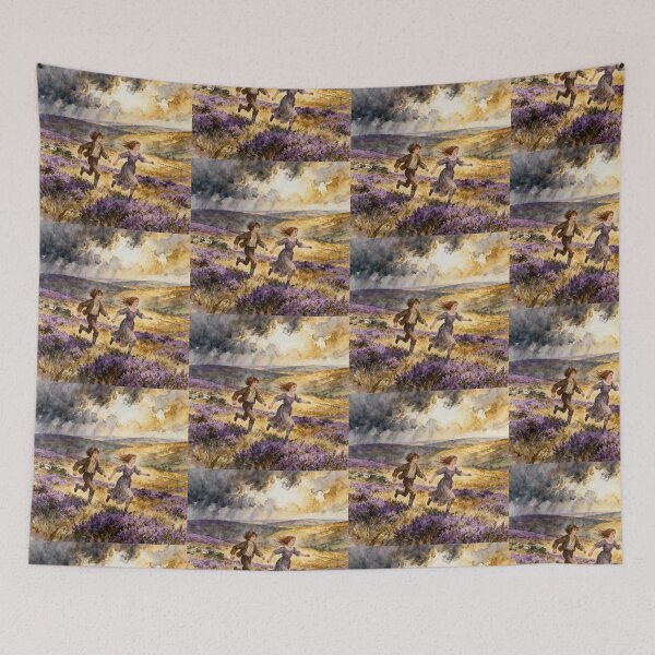 Item preview, Playing on the Moors in Childhood Illustration from Wuthering Heights character portrait art designed and sold by Vintage Designs +.