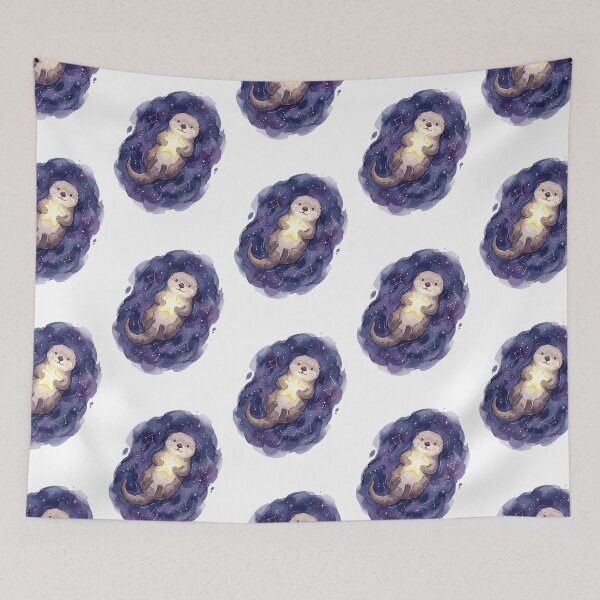 Item preview, Cute Space Animal: Star-Fishing Otter designed and sold by bapupa.