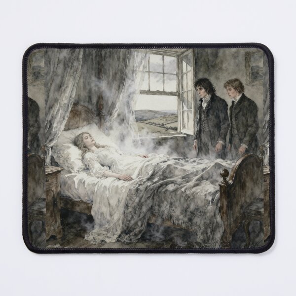 Item preview, Catherine Earnshaw deathbed Illustration from Wuthering Heights character portrait art designed and sold by Vintage Designs +.