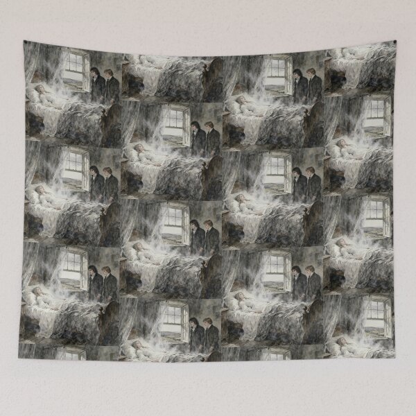 Item preview, Catherine Earnshaw deathbed Illustration from Wuthering Heights character portrait art designed and sold by Vintage Designs +.