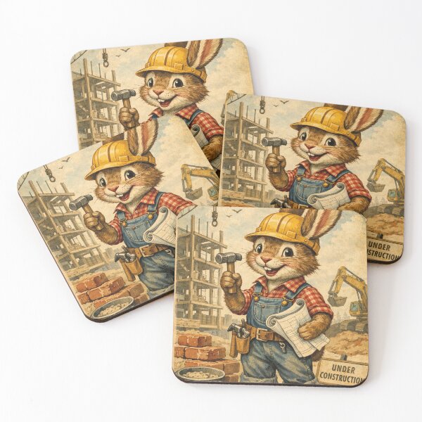 Item preview, Funny rabbit as a construction worker, vintage designed and sold by Mauswohn.