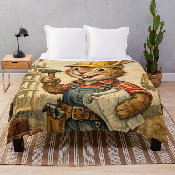 Item preview, Funny rabbit as a construction worker, vintage designed and sold by Mauswohn.