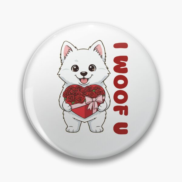 Item preview, I Woof U American Eskimo Puppy with Flowers – Sweet Dog Love Design designed and sold by The Real Life Symphony.