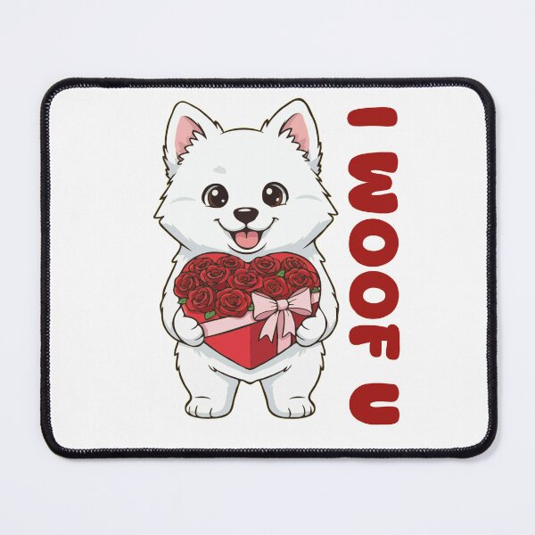 Item preview, I Woof U American Eskimo Puppy with Flowers – Sweet Dog Love Design designed and sold by The Real Life Symphony.