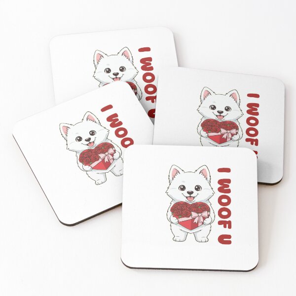 Item preview, I Woof U American Eskimo Puppy with Flowers – Sweet Dog Love Design designed and sold by The Real Life Symphony.
