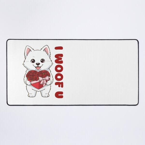 Item preview, I Woof U American Eskimo Puppy with Flowers – Sweet Dog Love Design designed and sold by The Real Life Symphony.