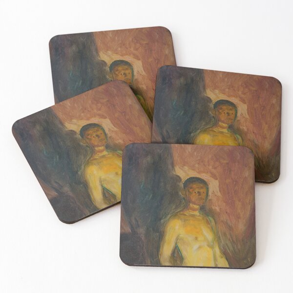 Item preview, Self-Portrait in Hell – Edvard Munch Expressionist Psychological Painting (1903) designed and sold by Art Outlaws.