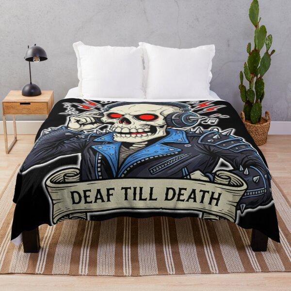 Item preview, Deaf Till Death Skull Rocker Leather Jacket T-Shirt designed and sold by RebellDancer.