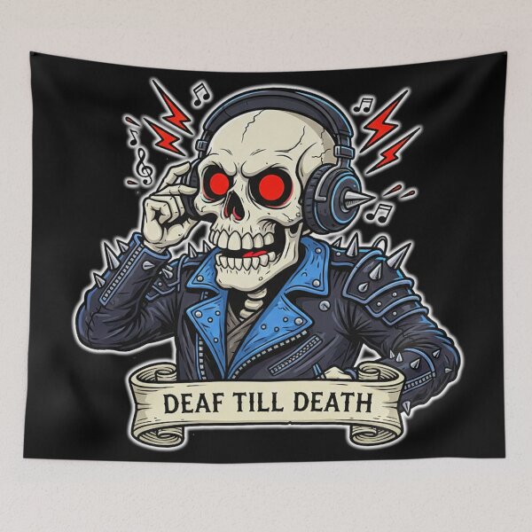 Item preview, Deaf Till Death Skull Rocker Leather Jacket T-Shirt designed and sold by RebellDancer.