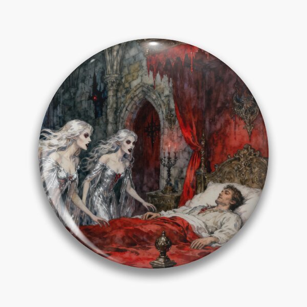 Item preview, Vampire seduction of Jonathan Illustration from Bram Stoker's Dracula character portrait art designed and sold by Vintage Designs +.