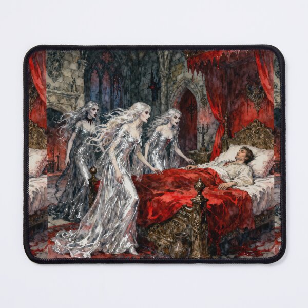 Item preview, Vampire seduction of Jonathan Illustration from Bram Stoker's Dracula character portrait art designed and sold by Vintage Designs +.