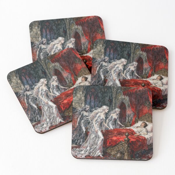 Item preview, Vampire seduction of Jonathan Illustration from Bram Stoker's Dracula character portrait art designed and sold by Vintage Designs +.