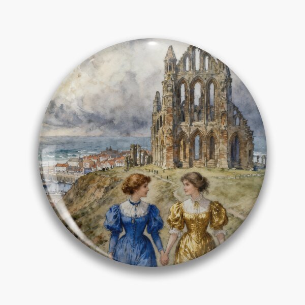 Item preview, Lucy and Mina at Whitby Abbey Illustration from Bram Stoker's Dracula character portrait art designed and sold by Vintage Designs +.