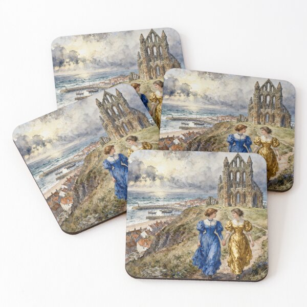 Item preview, Lucy and Mina at Whitby Abbey Illustration from Bram Stoker's Dracula character portrait art designed and sold by Vintage Designs +.