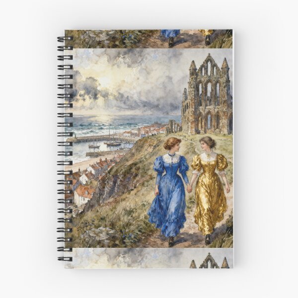 Item preview, Lucy and Mina at Whitby Abbey Illustration from Bram Stoker's Dracula character portrait art designed and sold by Vintage Designs +.