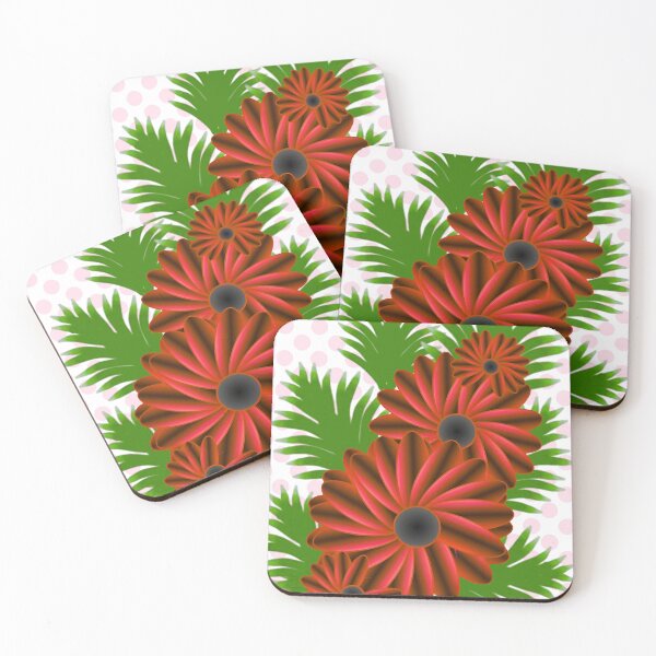 Item preview, Vibrant Red Floral Cascade on Pink Polka Dot Pattern designed and sold by HopeAndHustle.