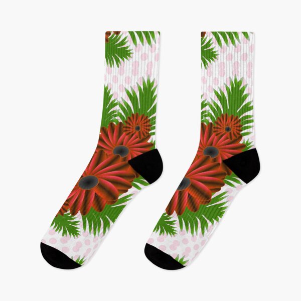 Item preview, Vibrant Red Floral Cascade on Pink Polka Dot Pattern designed and sold by HopeAndHustle.