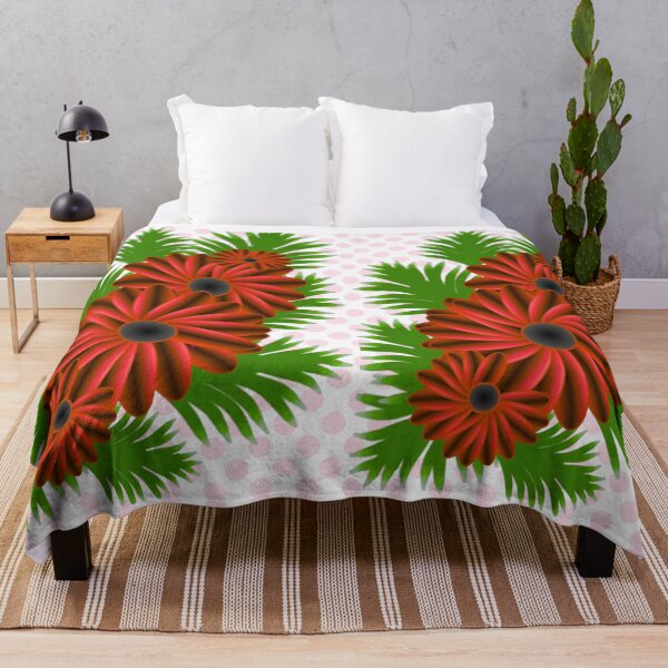 Item preview, Vibrant Red Floral Cascade on Pink Polka Dot Pattern designed and sold by HopeAndHustle.