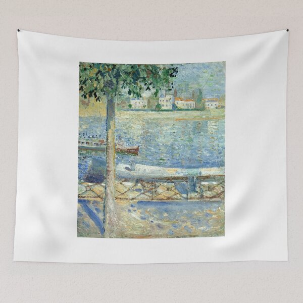 Item preview, The Seine at Saint-Cloud – Edvard Munch Symbolist River Landscape Painting (1890) designed and sold by Art Outlaws.