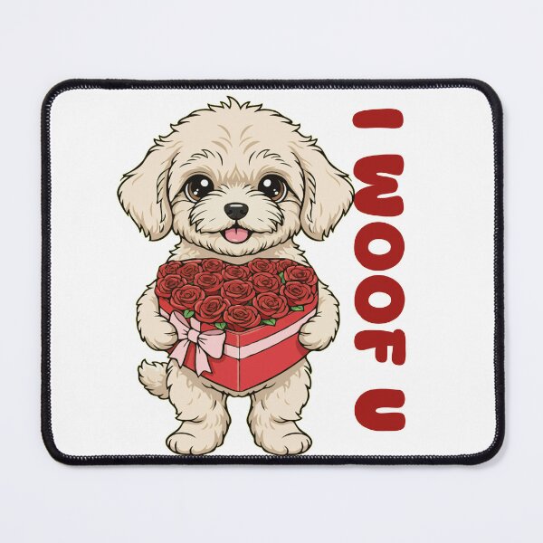 Item preview, I Woof U Teacup Poodle Puppy with Flowers – Sweet Dog Love Design designed and sold by The Real Life Symphony.