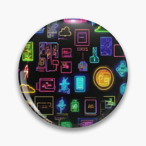 Item preview, "Neon Digital Icons: Cyberpunk Connectivity" designed and sold by Artisticanvas.