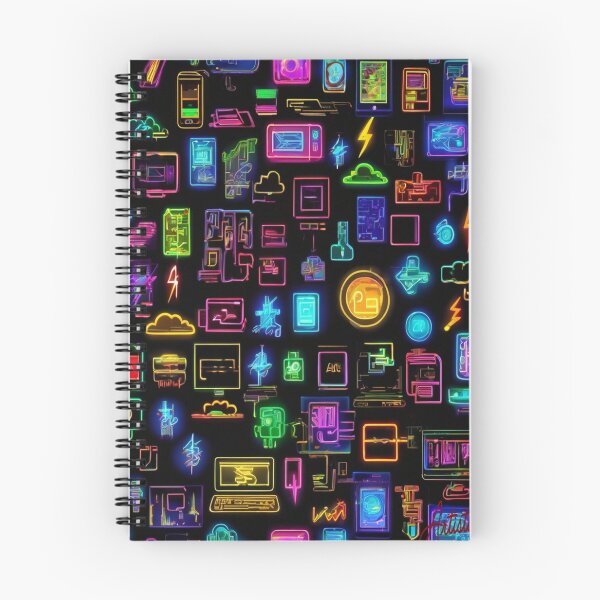 Item preview, "Neon Digital Icons: Cyberpunk Connectivity" designed and sold by Artisticanvas.