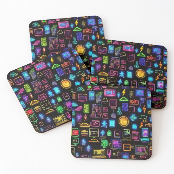 Item preview, "Neon Digital Icons: Cyberpunk Connectivity" designed and sold by Artisticanvas.