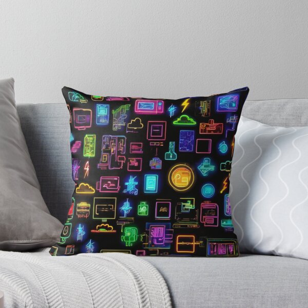 Item preview, "Neon Digital Icons: Cyberpunk Connectivity" designed and sold by Artisticanvas.