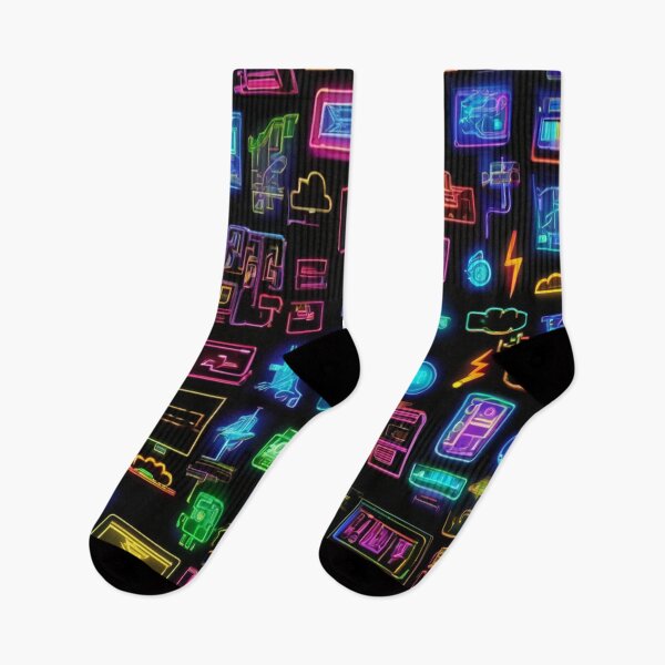 Item preview, "Neon Digital Icons: Cyberpunk Connectivity" designed and sold by Artisticanvas.